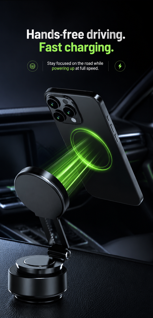 Magnetic Phone Holder & Charger – Fast, Secure Car Mount
