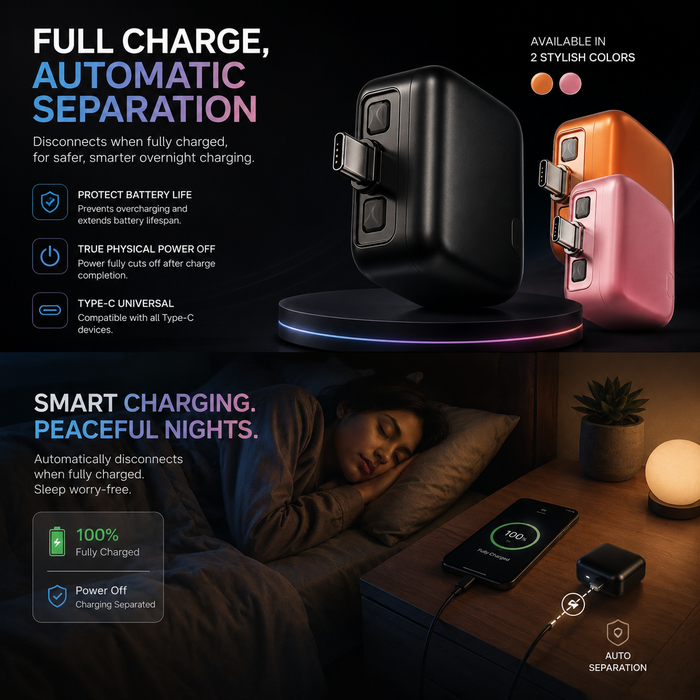 Automatic charging disconnector with smart overcharge protection, ensuring safe battery usage and longevity.